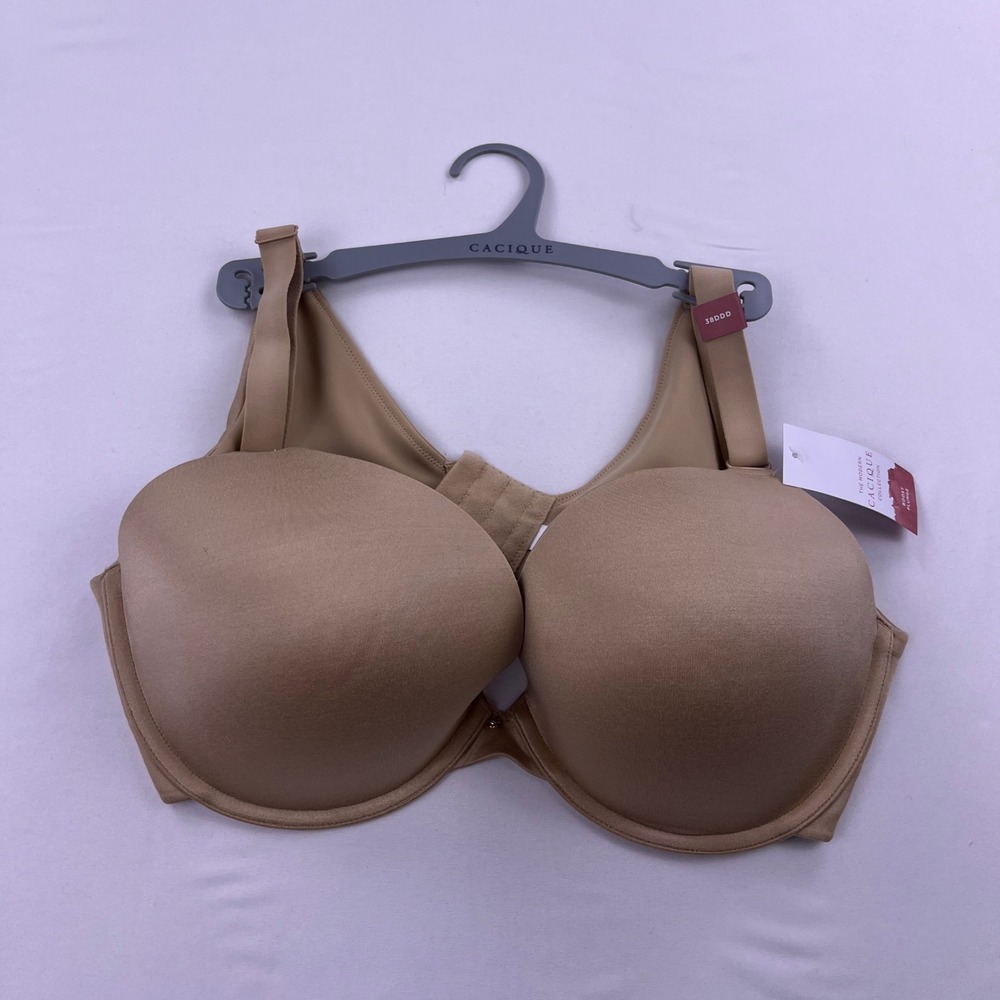 Cacique Modern Collection Boost Plunge Bra 38DDD Tan Nude Underwire NWT
